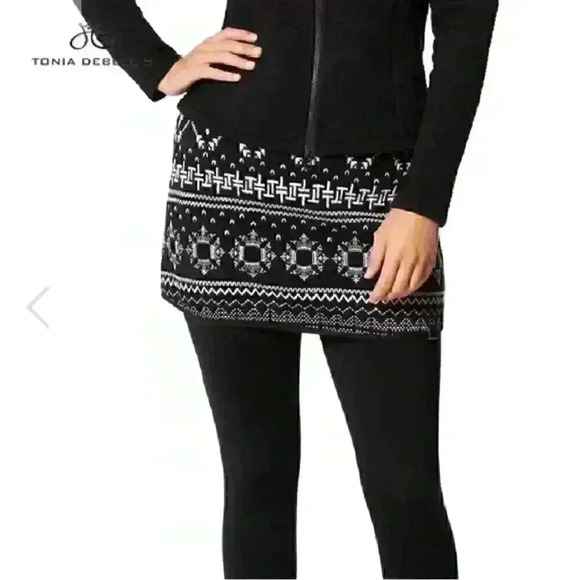 NWT TONIA DEBELLIS WOMEN'S SKI SKIRT in black ivory Sz S SNOW VACATION WINTER - Picture 2 of 7